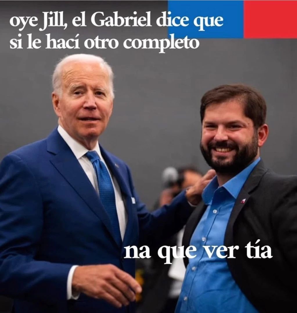 Meme de Boric con Presidente Biden