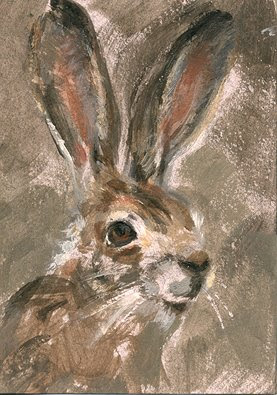 rabbit painting aceo