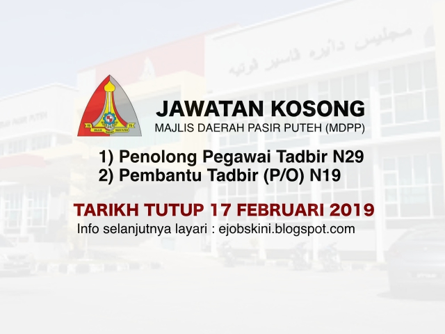 Jawatan Kosong Majlis Daerah Pasir Puteh (MDPP) - 17 