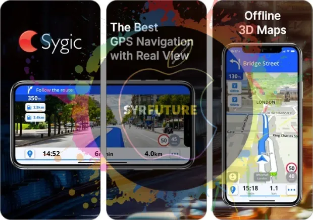 sygic iPhone و iPhone offline لقطة شاشة التطبيق خريطة