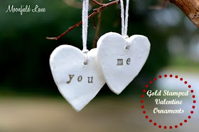 Gold Stamped Valentine's Ornaments