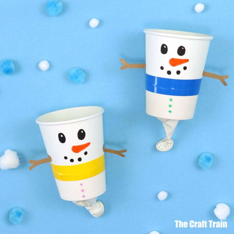 Snowman poppers - snowman crafts for preschoolers