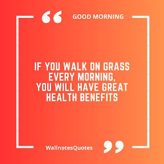 Good Morning Quotes, Wishes, Saying - wallnotesquotes -If you walk on grass every morning, You will have great health benefits