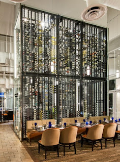 The wine tower at the Sea Salt restaurant in St. Petersburg, Florida is 20-feet high and has over 5000 bottles of wine