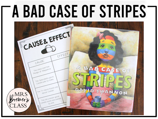 A Bad Case of Stripes book activities unit with literacy printables, reading companion worksheets, and lesson ideas for Kindergarten, First Grade, and Second Grade