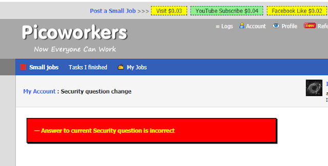 كيفية استردادة  security question في picoworkers