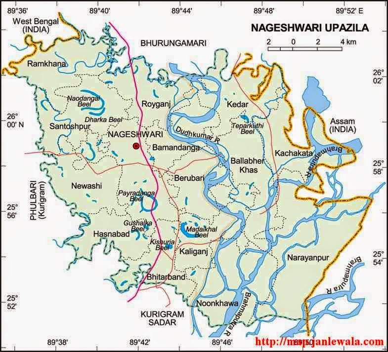 nageshwari upazila map of bangladesh