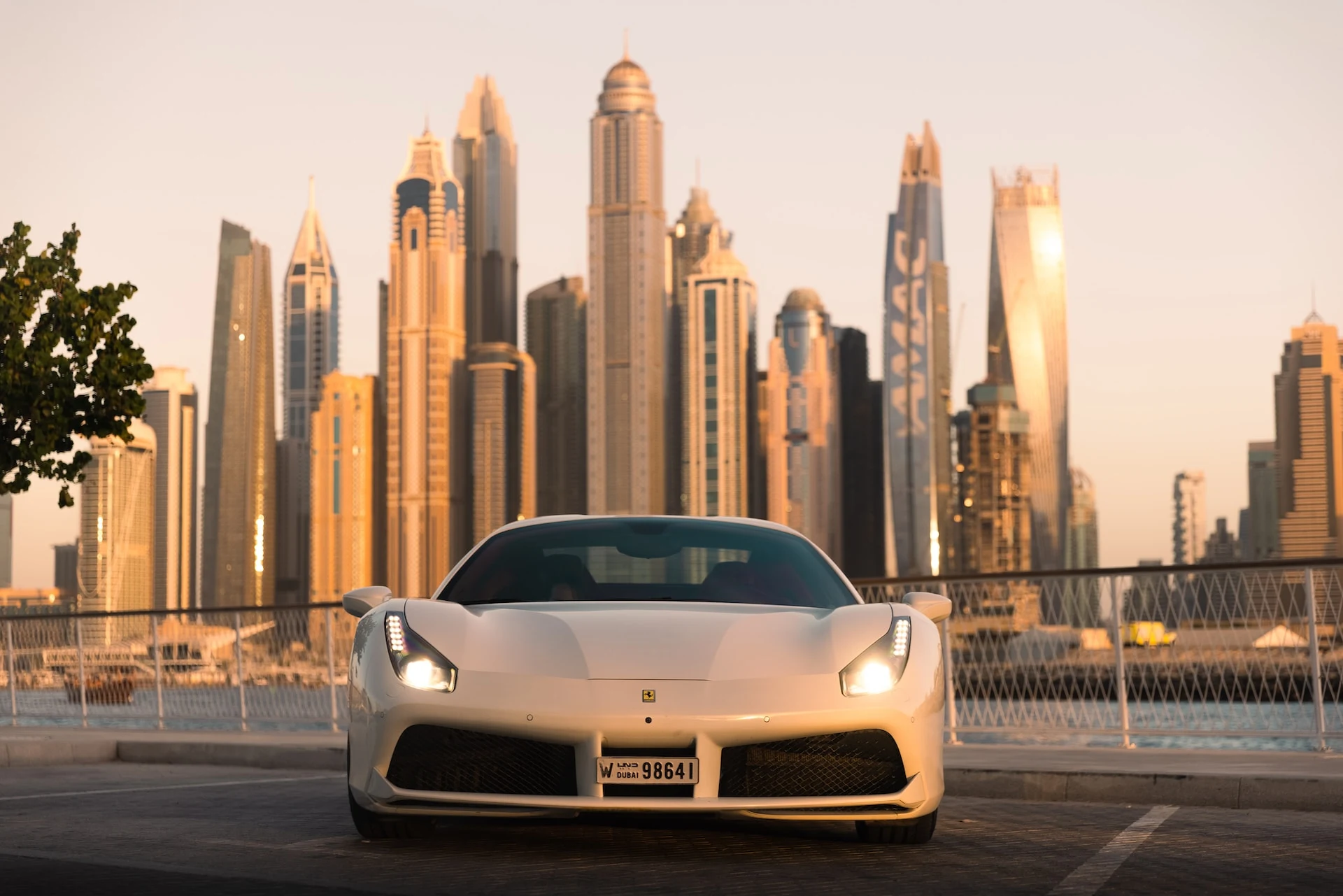 Ferrari 488 Spider by the docks at the Palm in Dubai - free stock photo