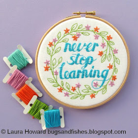 Never Stop Learning embroidery pattern