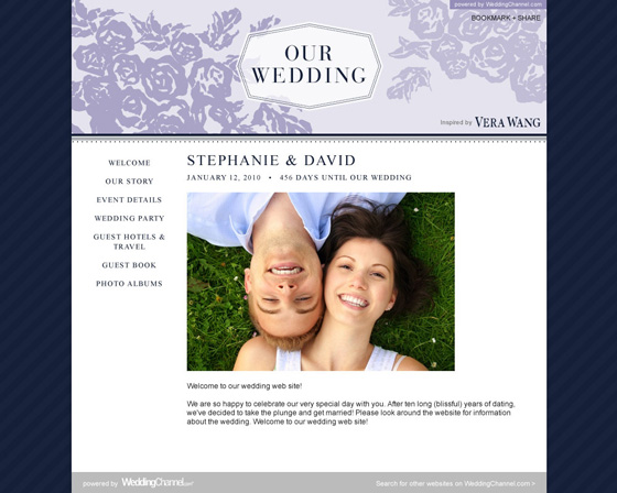 This cute wedding website is actually designed by Vera Wang