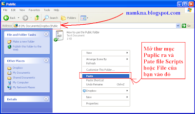 Hướng dẫn sử dụng Dropbox để lưu trữ File Javarscrip cho Web blog - http://namkna.blogspot.com/