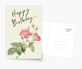 roses, postcard, birthday,