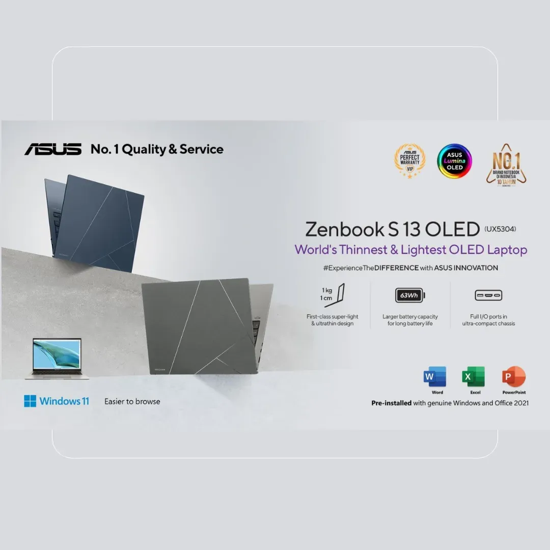 Desain Ringkas  Asus Zenbook S13 OLED UX5304