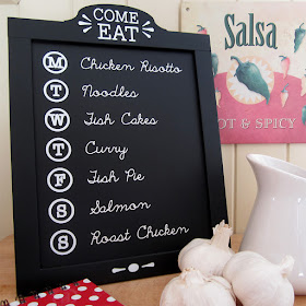 Family Menu Chalkboard by Janet Packer for Silhouette UK.  Make a custom menu board using chalkboard cardstock. with a FREE header shape cutting file.