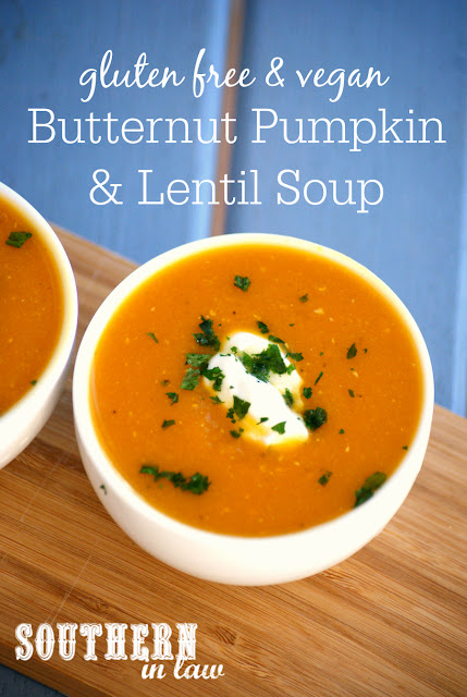 Healthy Butternut Pumpkin and Lentil Soup Recipe - healthy, low fat, gluten free, vegan, egg free, dairy free, clean eating friendly, butternut squash soup, low calorie soup recipes, 