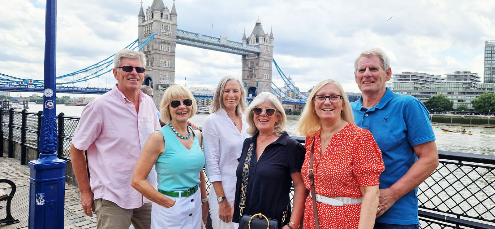Gail Hanlon from Is This Mutton with family in front of Tower Bridge in London