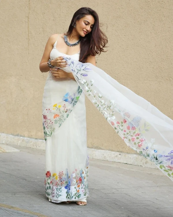 Surbhi Jyoti white saree indian tv actress