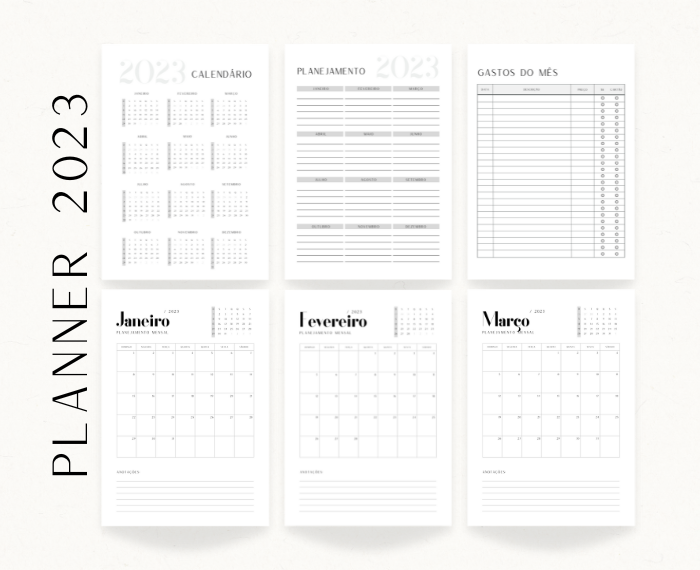 Planner 2023 minimalista para imprimir [GRATUITO]