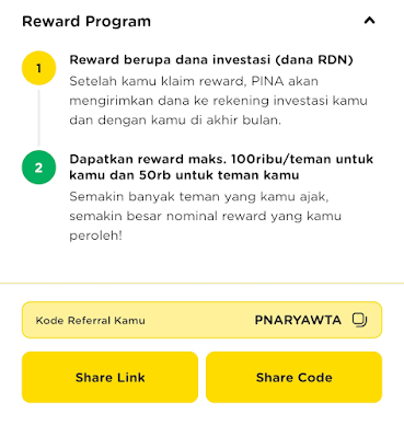 Kode cuan referal Pina (Plan, Save & invest)