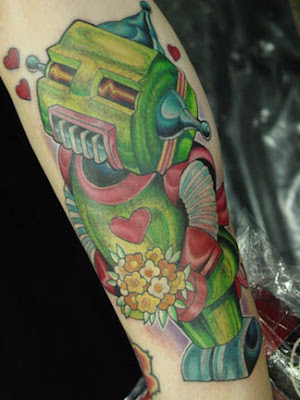 Green Robot Tattoo