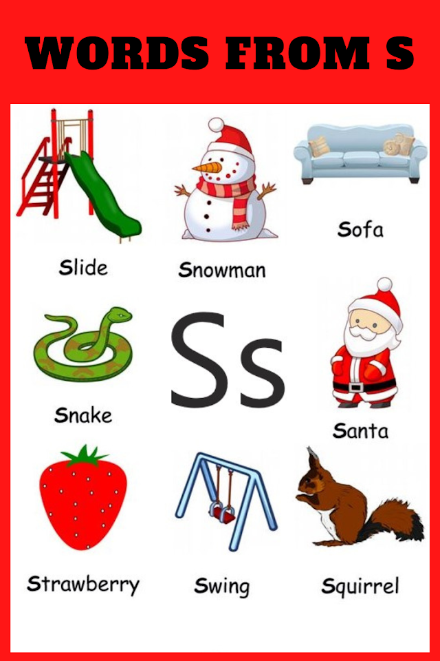 Words That Start With S For Kids
