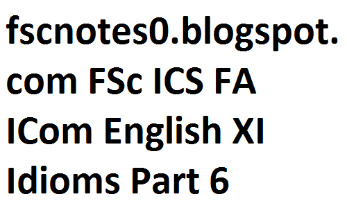 fsc notes, fscnotes, fsc english notes, fsc notes english, english idioms, idioms, FSc ICS FA ICom English XI Idioms Part 6