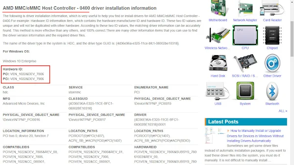 Find the SDA Standard Compliant SD Host Controller Driver
