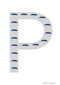litery do wydrukowania-p-parasolki