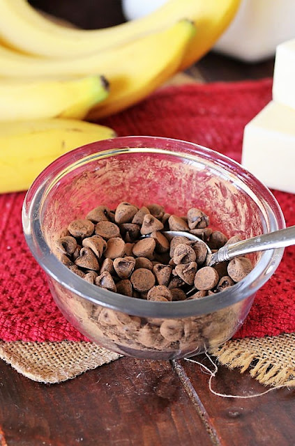 Bowl of Chocolate Chips Coated Coated with Baking Cocoa Image