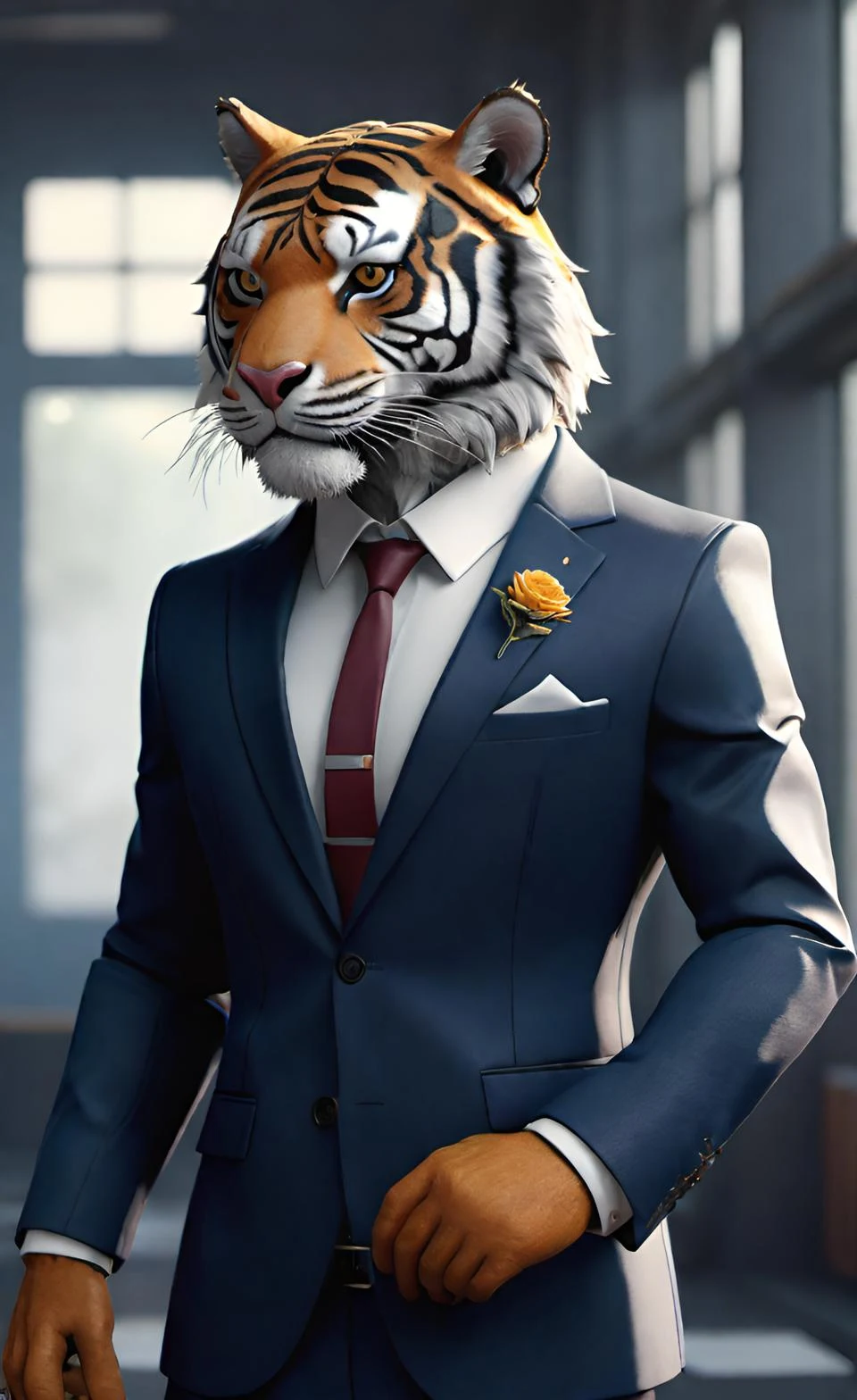 خلفيات شاشة نمر يرتدي بدلة رسمية انيقة