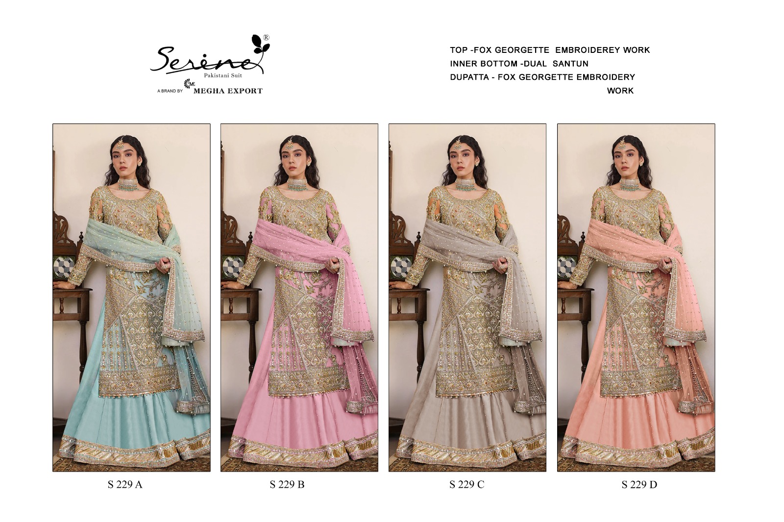 229 Serine Fox Georgette Handwork Pakistani Salwar Suits