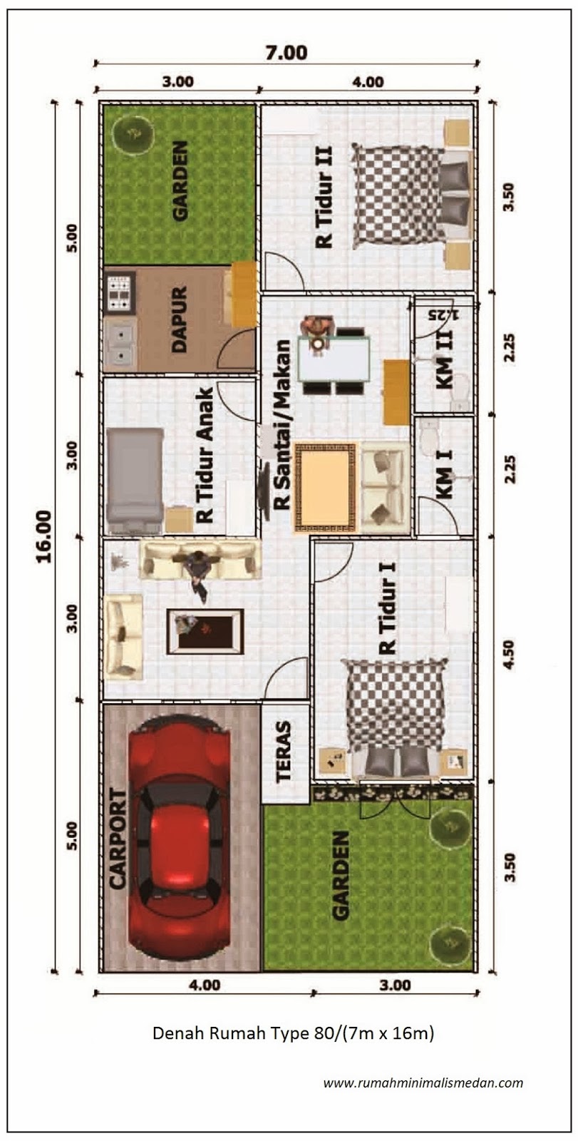 Denah Rumah Minimalis 1 Lantai Type 80 Desain Rumah Minimalis