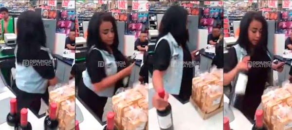 Captan a mujer robando 4 botellas de vino en un Aurrera (VIDEO)