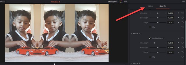 due mirror in davinci resolve