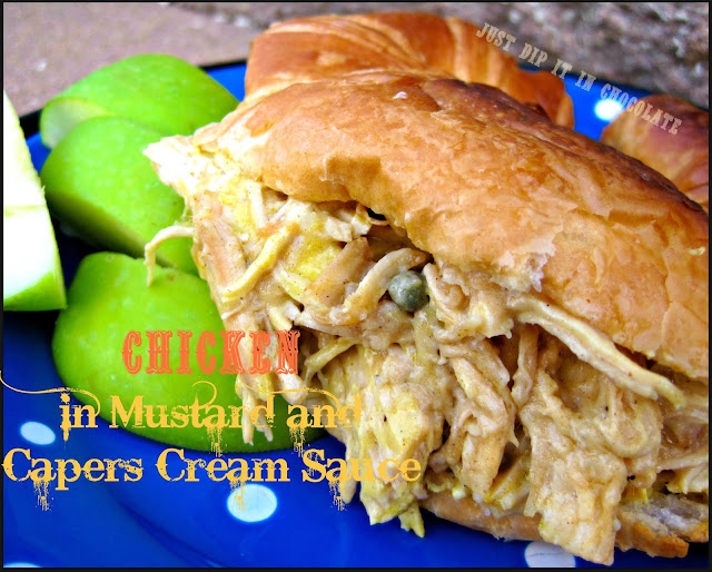 Chicken in Mustard and Capers Cream Sauce, this shredded chicken sandwich will become one of your favorites! Not only you get to use left over chicken but it's creamy sauce makes the appealing to young and old1