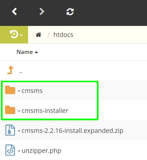 cms files are now extreacted inside htdocs