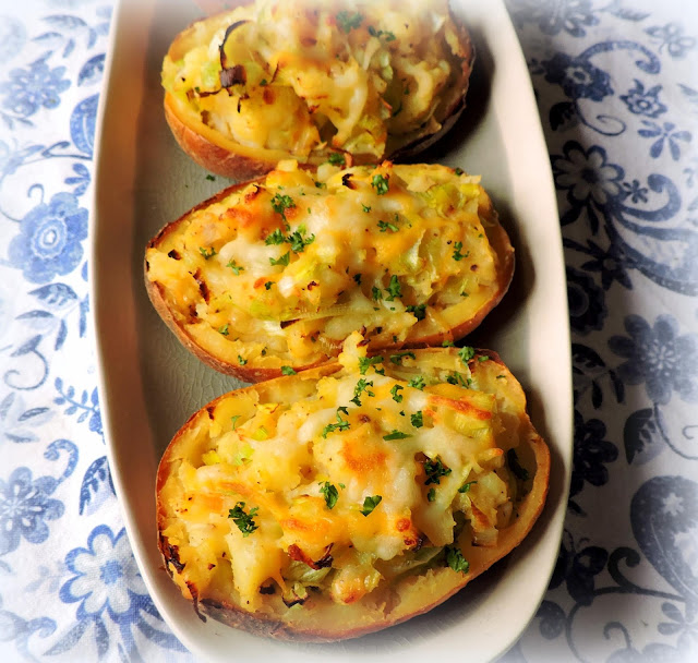 Twice Baked Potatoes with Leeks & Cheese