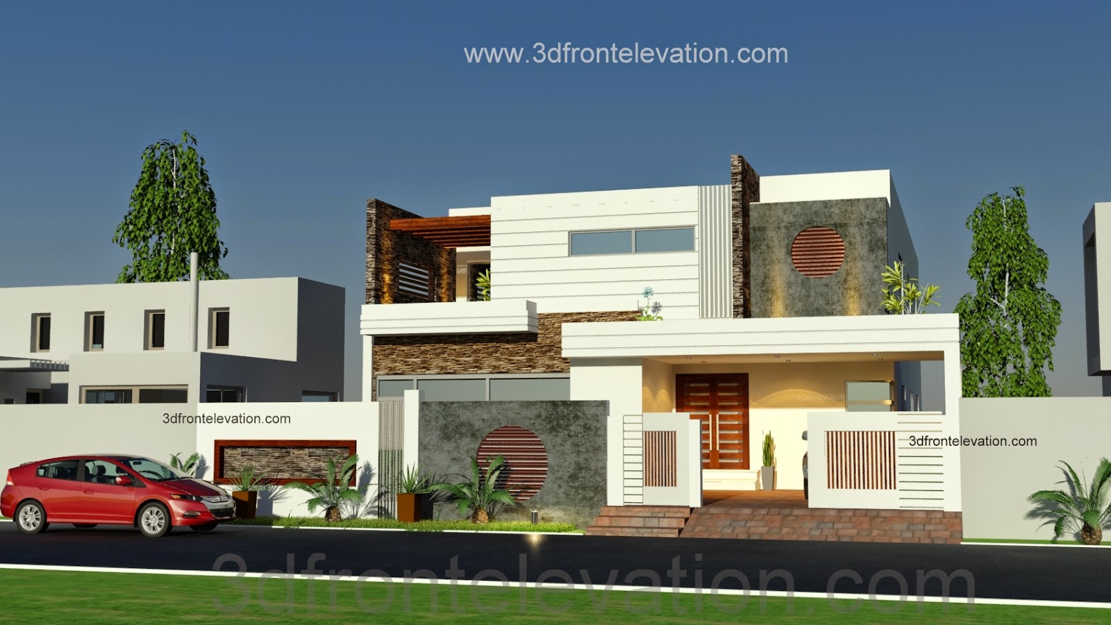 3D Front Elevationcom 1 Kanal Beautiful Modern House Plan And 3D