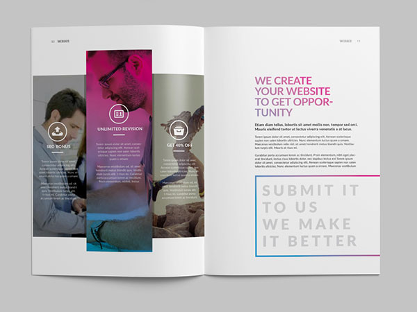 Inspirasi 20+ Desain Brosur dan Katalog Modern - Triangle Style Brochure Template