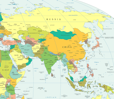 Atlas political map of Asia