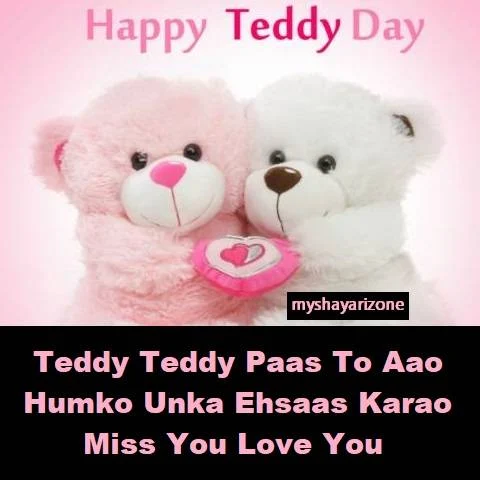 Best Cute Lovely Teddy Day Shayari Wish Hindi Whatsapp Status Image