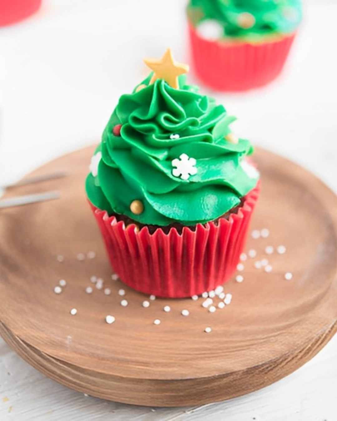 Receita de cupcake de árvore de Natal