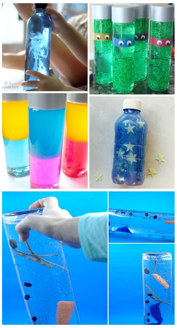 TONS of fun and creative ways to make sensory bottles for kids! #sensoryactivitiestoddlers #sensorybottles #kidssensory #growingajeweledrose #activitiesforkids