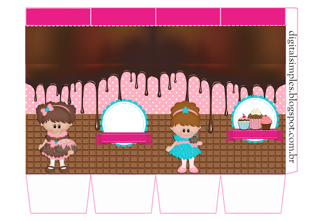 Girls Cooking Cupcakes, Free Printable Box.