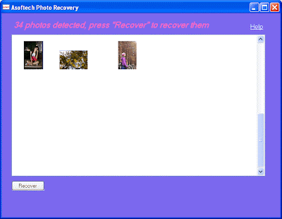 Asoftech Photo Recovery v3.37 - Recovers deleted or formatted digital photos from removable media 