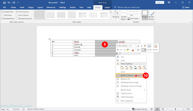 cara membuat tabel berdampingan di word