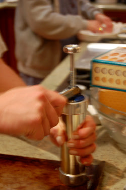 Chelsea about to press the first cookie