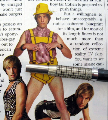 Pentel Mechanica mechanical pencil on background of gay lederhosen