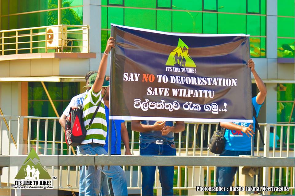 Protest about Wilpattu deforestation at Diyatha Uyana