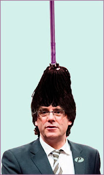 Carles Puigdemont con el logotipo "P"